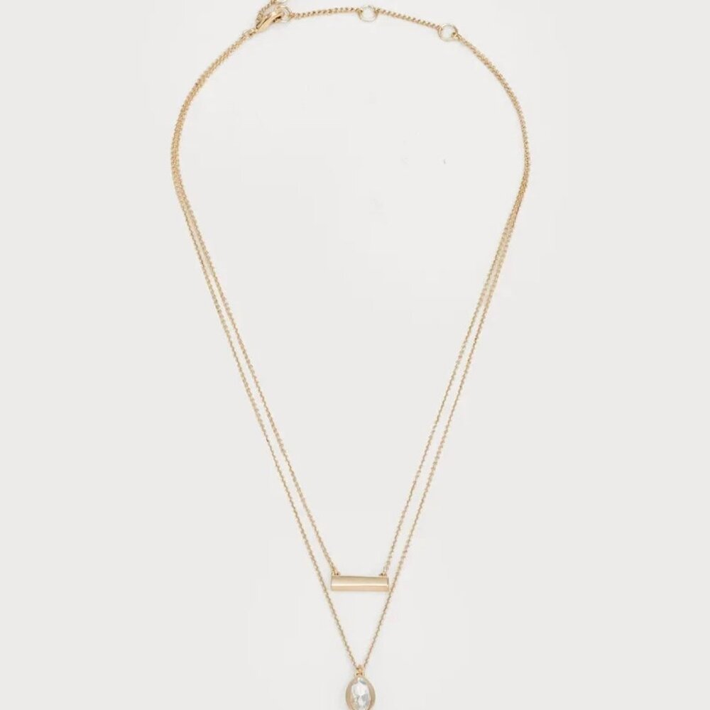 DKNY NALA Gold-Tone Crystal Necklace Polished Brass 46cm Adjustable